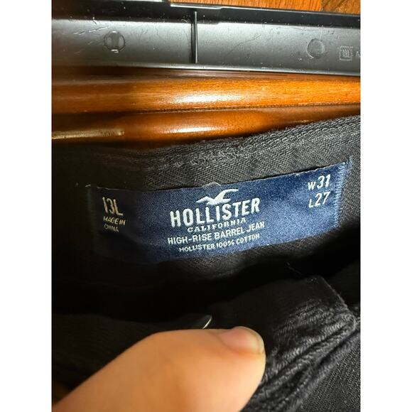 Hollister High-Rise Barrel Jeans – Women’s 13L (W31 L27), Black, 100% Cotton - Picture 3 of 7